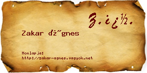 Zakar Ágnes névjegykártya