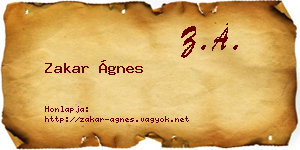 Zakar Ágnes névjegykártya